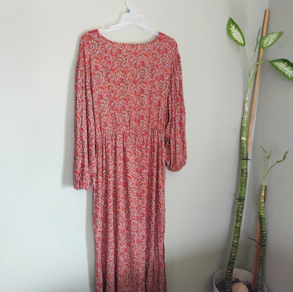 Rust Orange Romantic Gypsy Long Sleeve Bohemian Maxi Dress Sz 3X - Picture 4 of 10